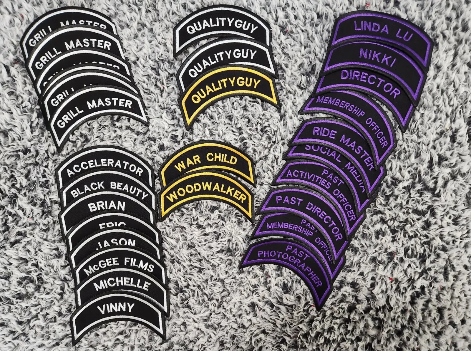 A mix of custom and standard patches