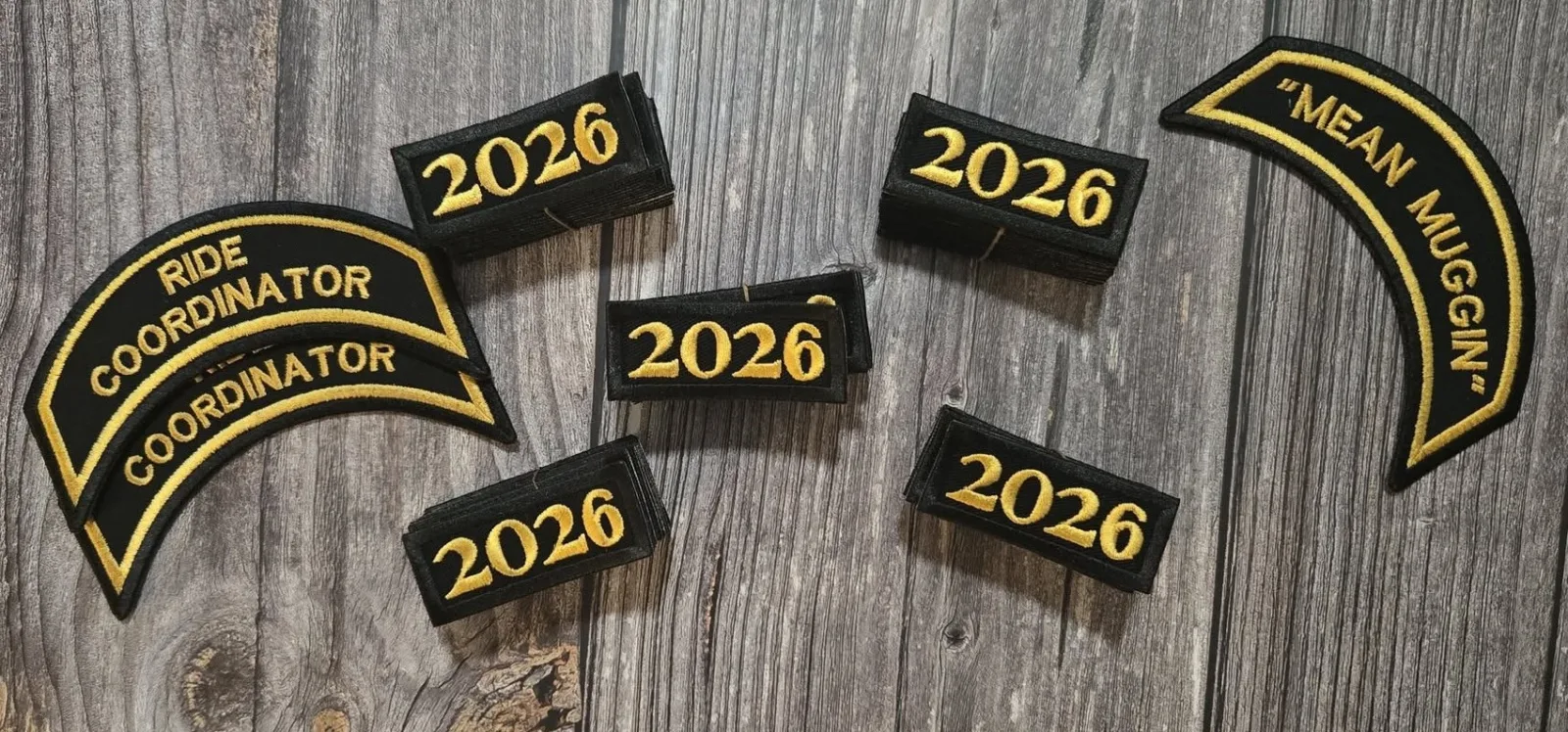 Gold name, position, and year patches
